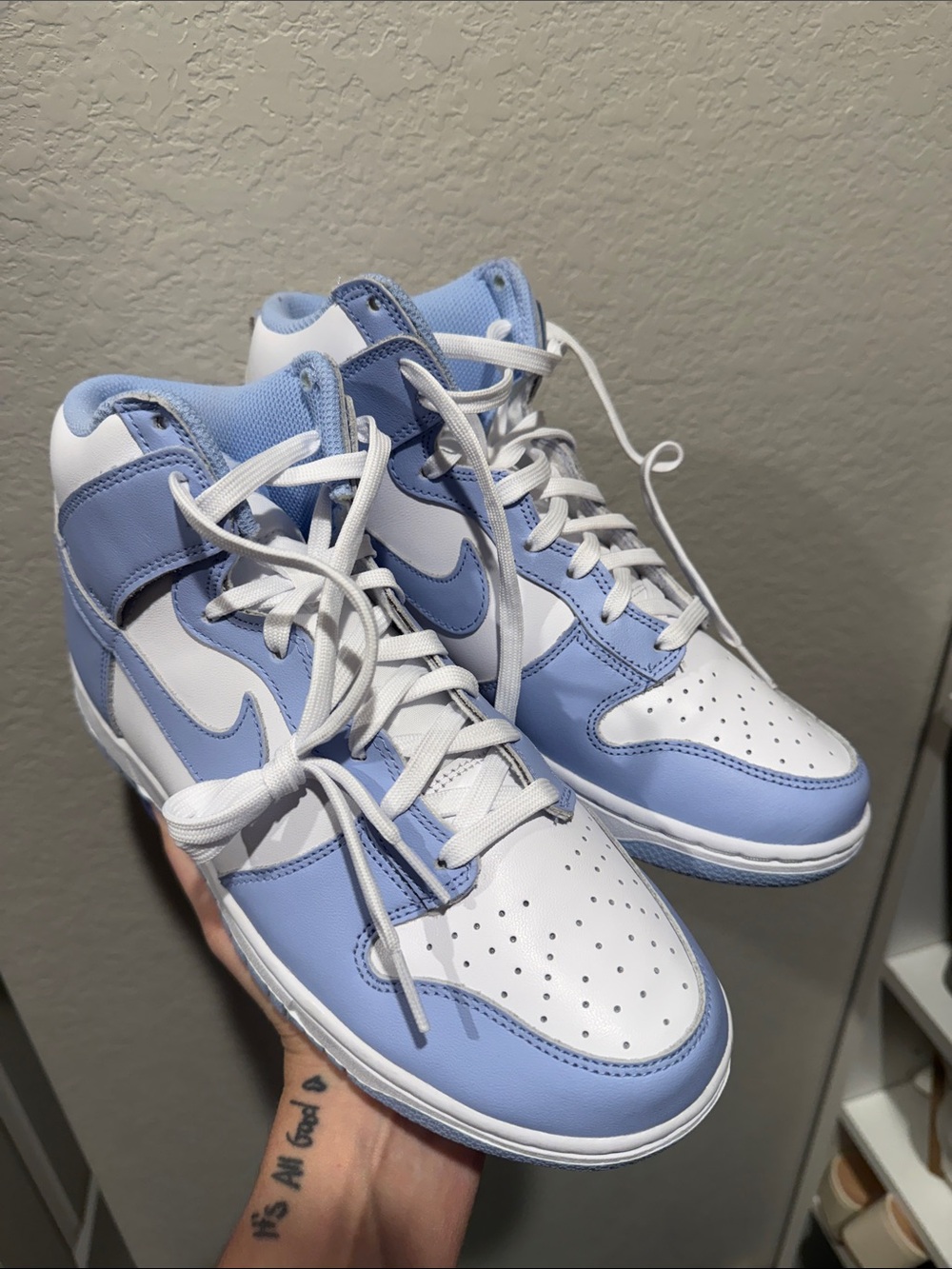 Nike Women’s High-Top Sneakers in White and Light Blue - NWOT
